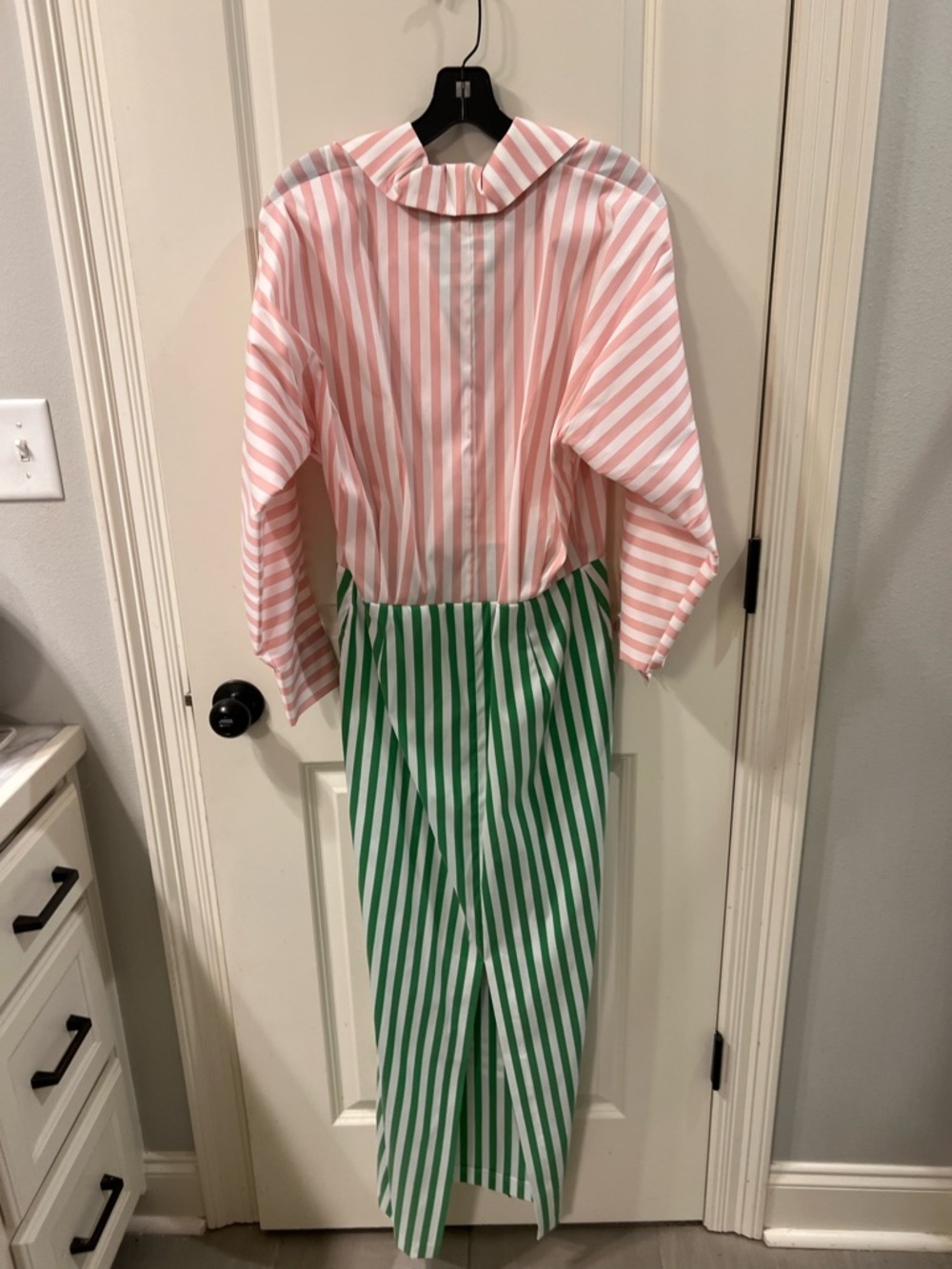 Striped Pink and Green Maxi Dress